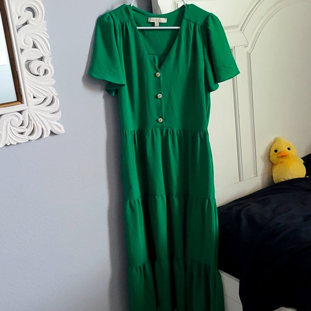 Long green dress monteau M